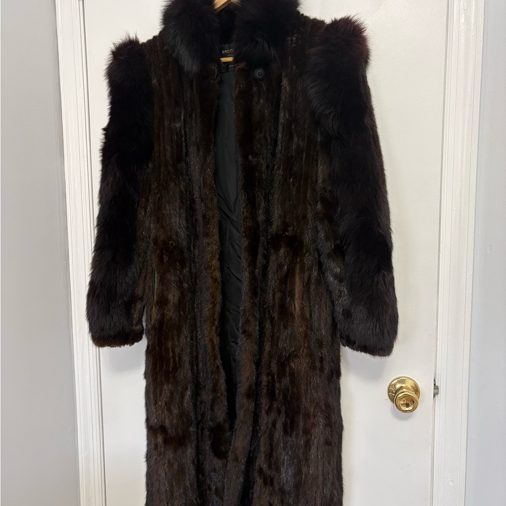 Long Dark Brown Authentic Mink Coat